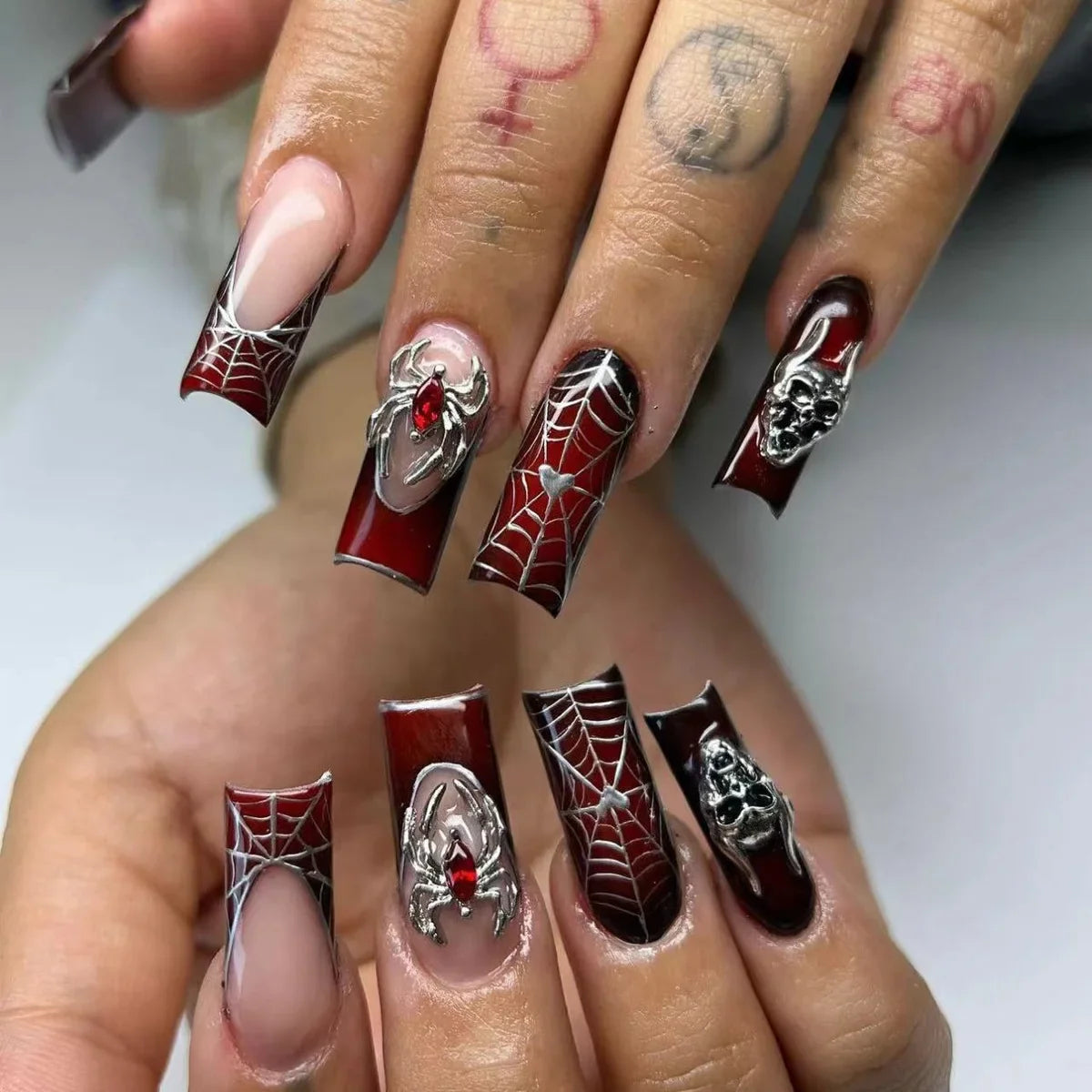 Punk Spider Skull Press-On Nails
