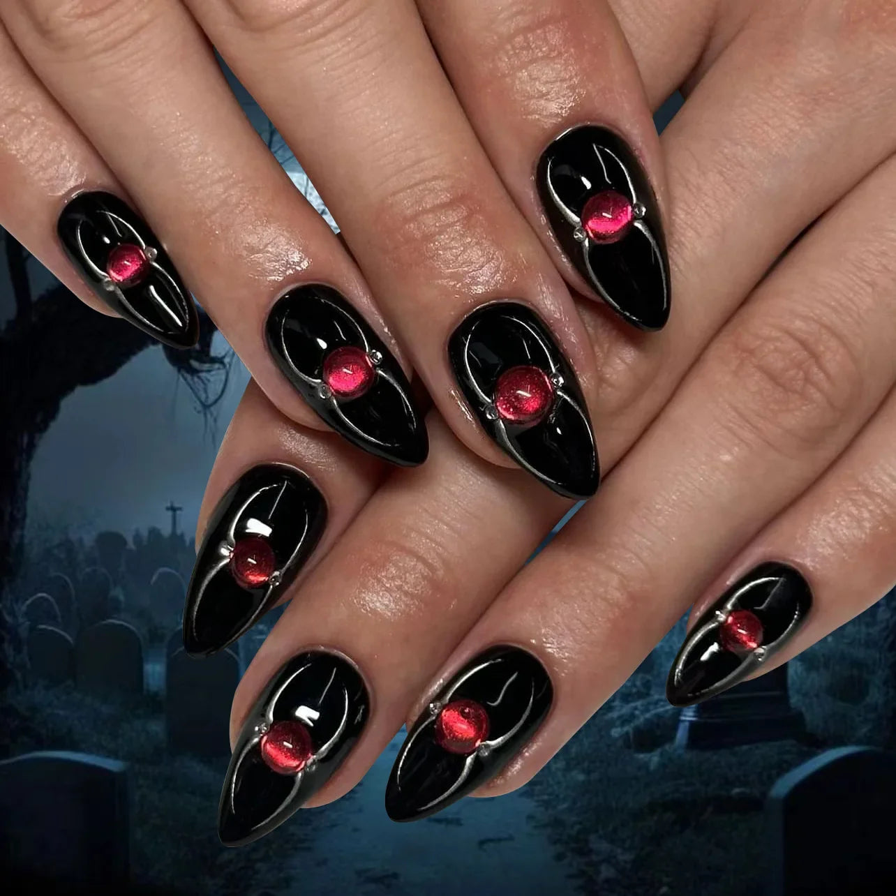 Punk Spider Skull Press-On Nails