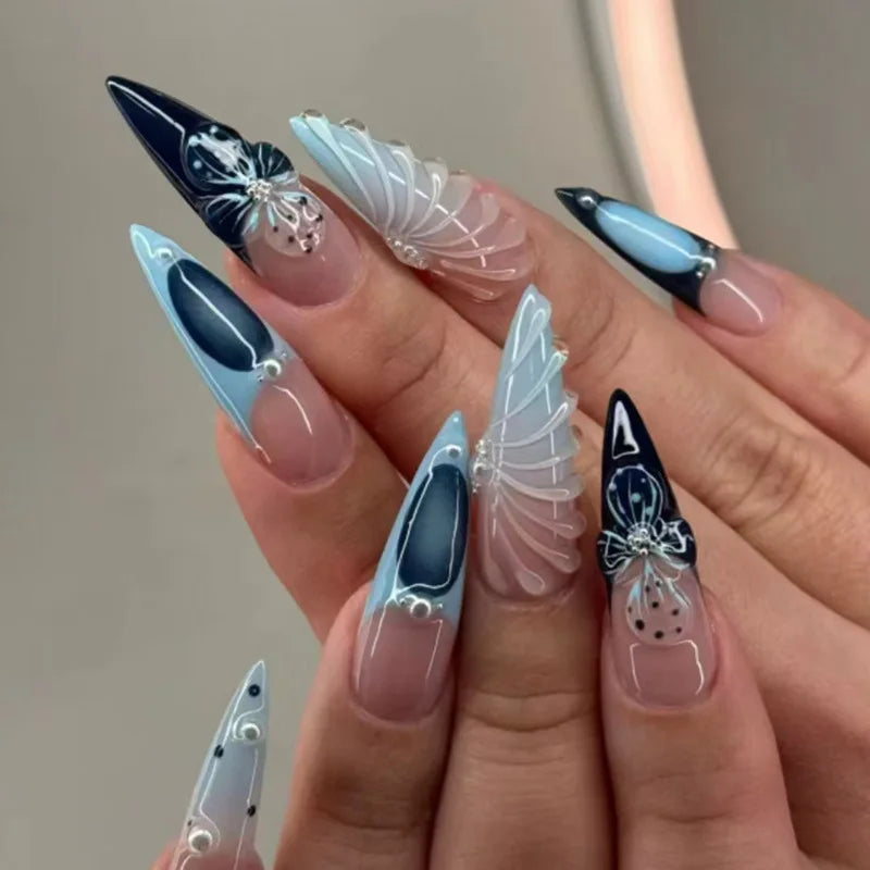 Qsezeny Glam Butterfly Press-On Nails