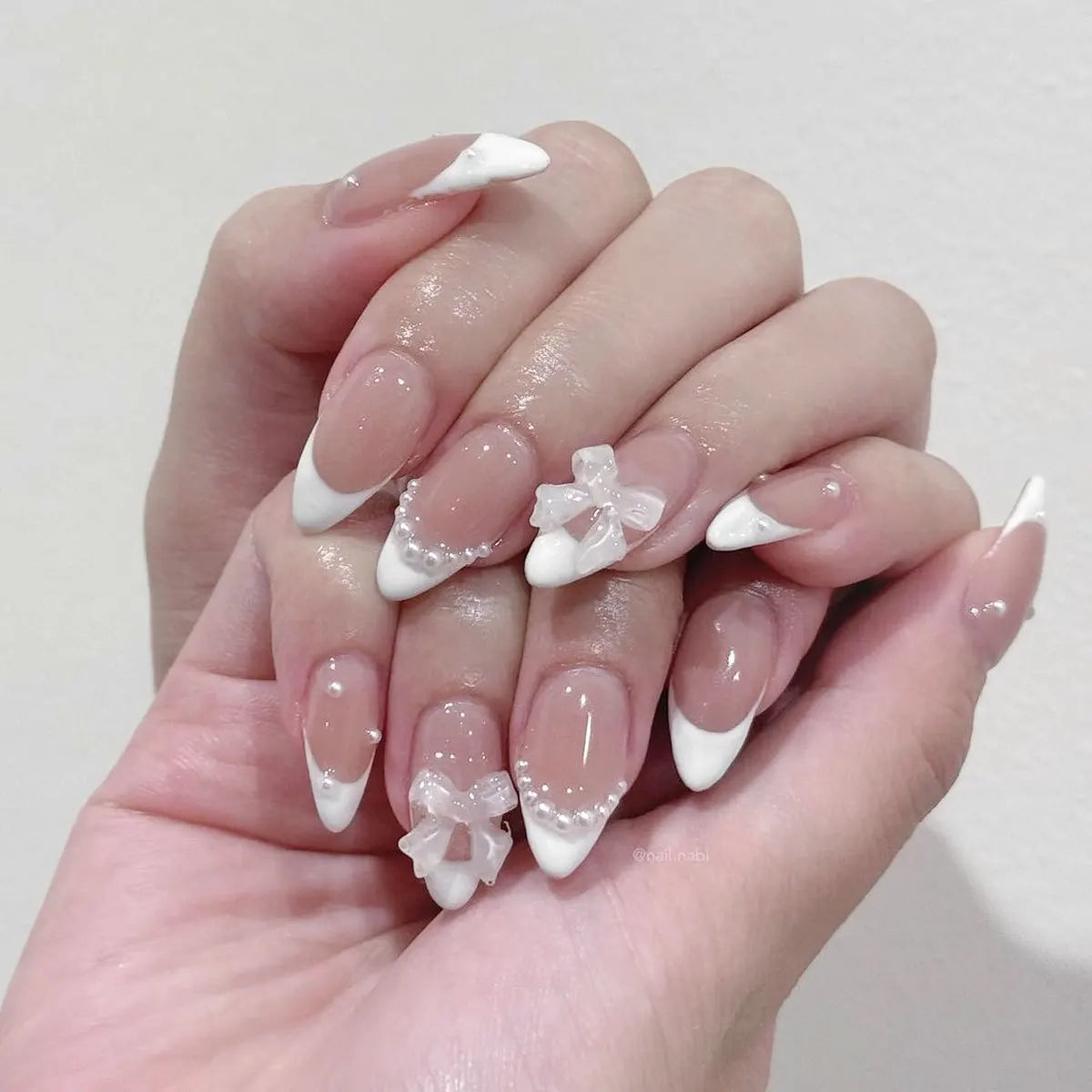 Pink Bow Press on Nails