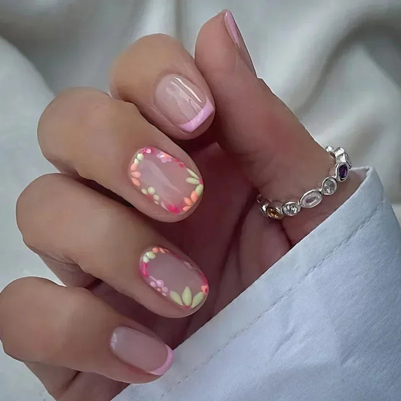 Vibrant Floral Fantasy Press-On Nails