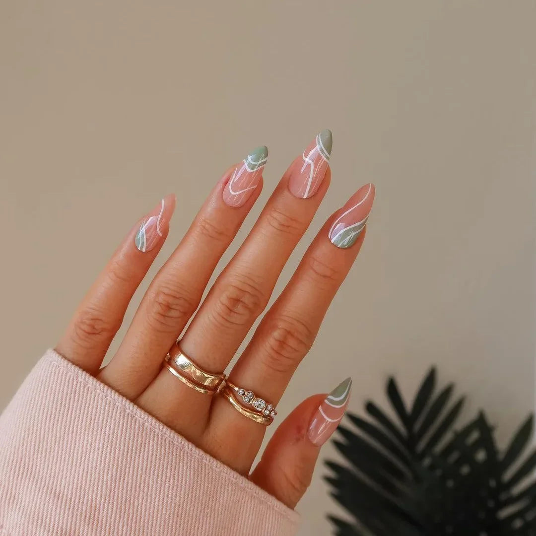 French Rainbow Acrylic Press-On Nails