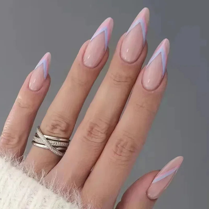 French Rainbow Acrylic Press-On Nails