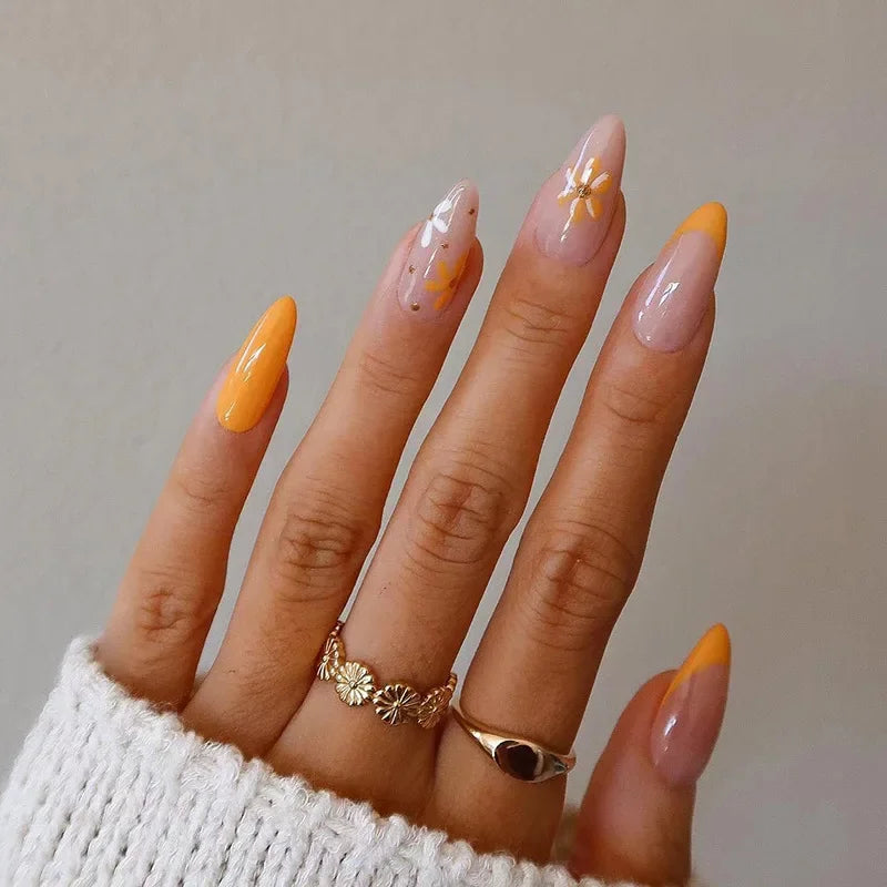French Rainbow Acrylic Press-On Nails