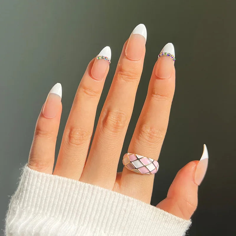 French Rainbow Acrylic Press-On Nails