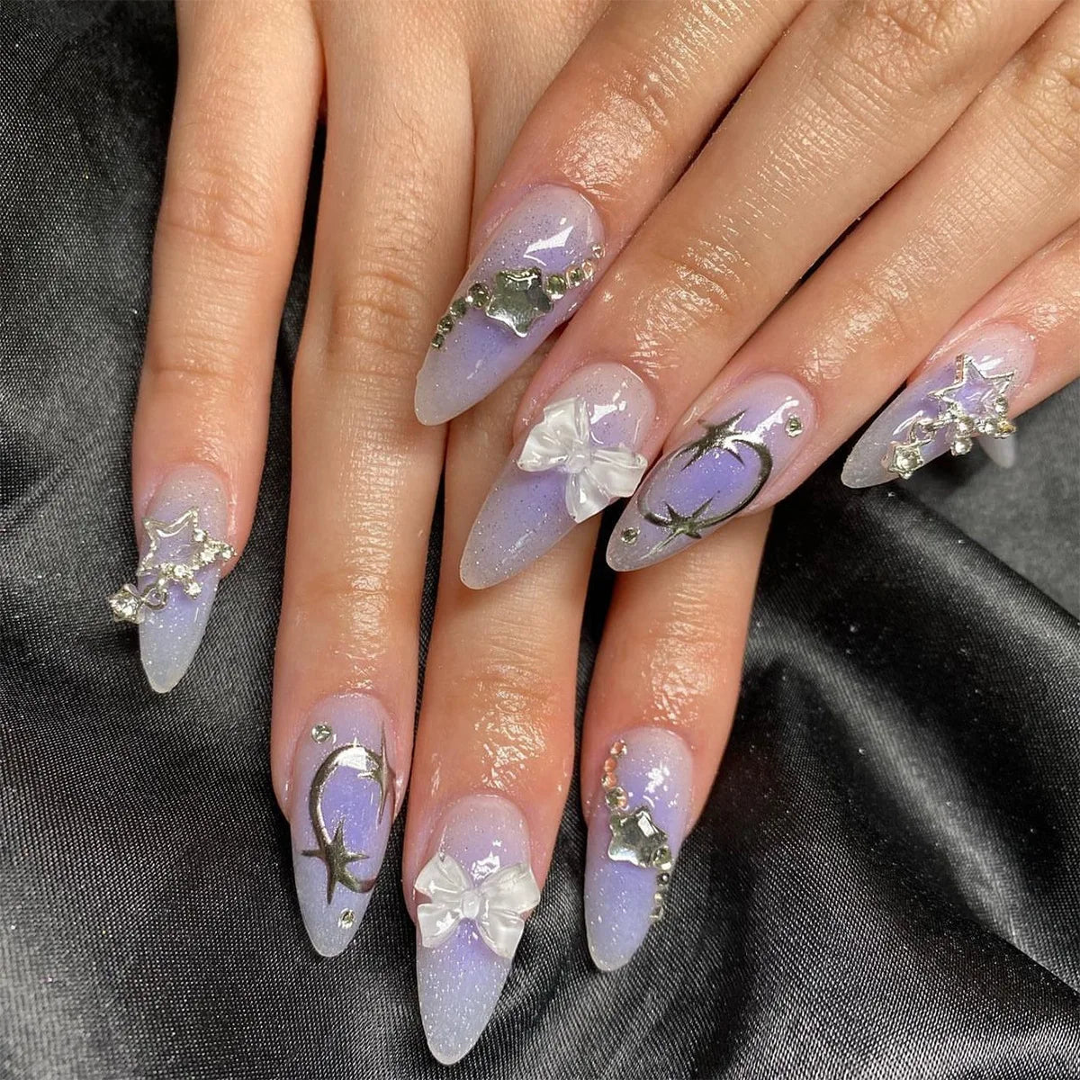 Pink Bow Press on Nails