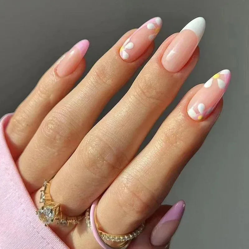 French Rainbow Acrylic Press-On Nails