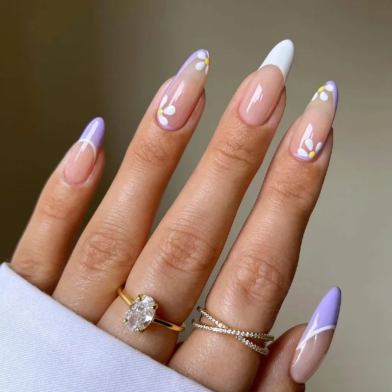 French Rainbow Acrylic Press-On Nails