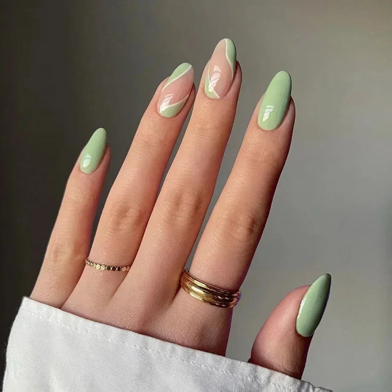 French Rainbow Acrylic Press-On Nails