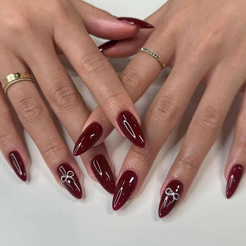 Pink Bow Press on Nails