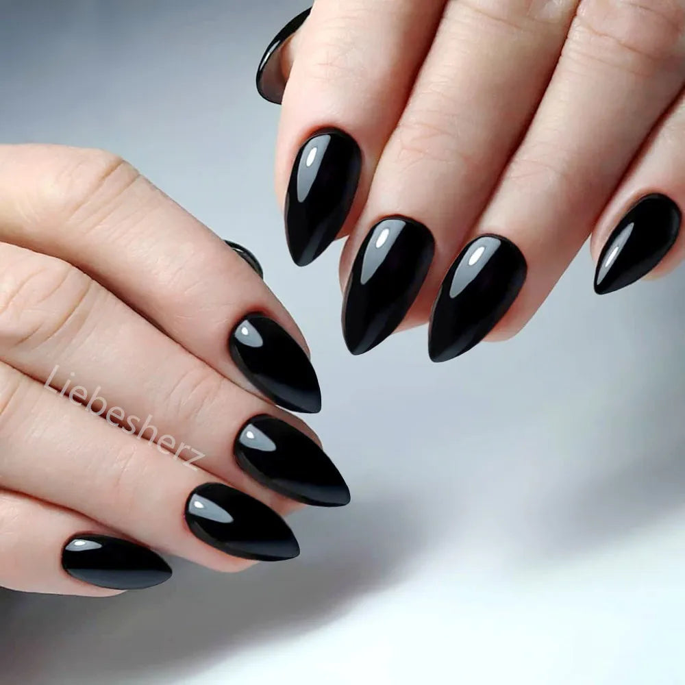 Shiny Wine Red Press-On Stiletto Nails
