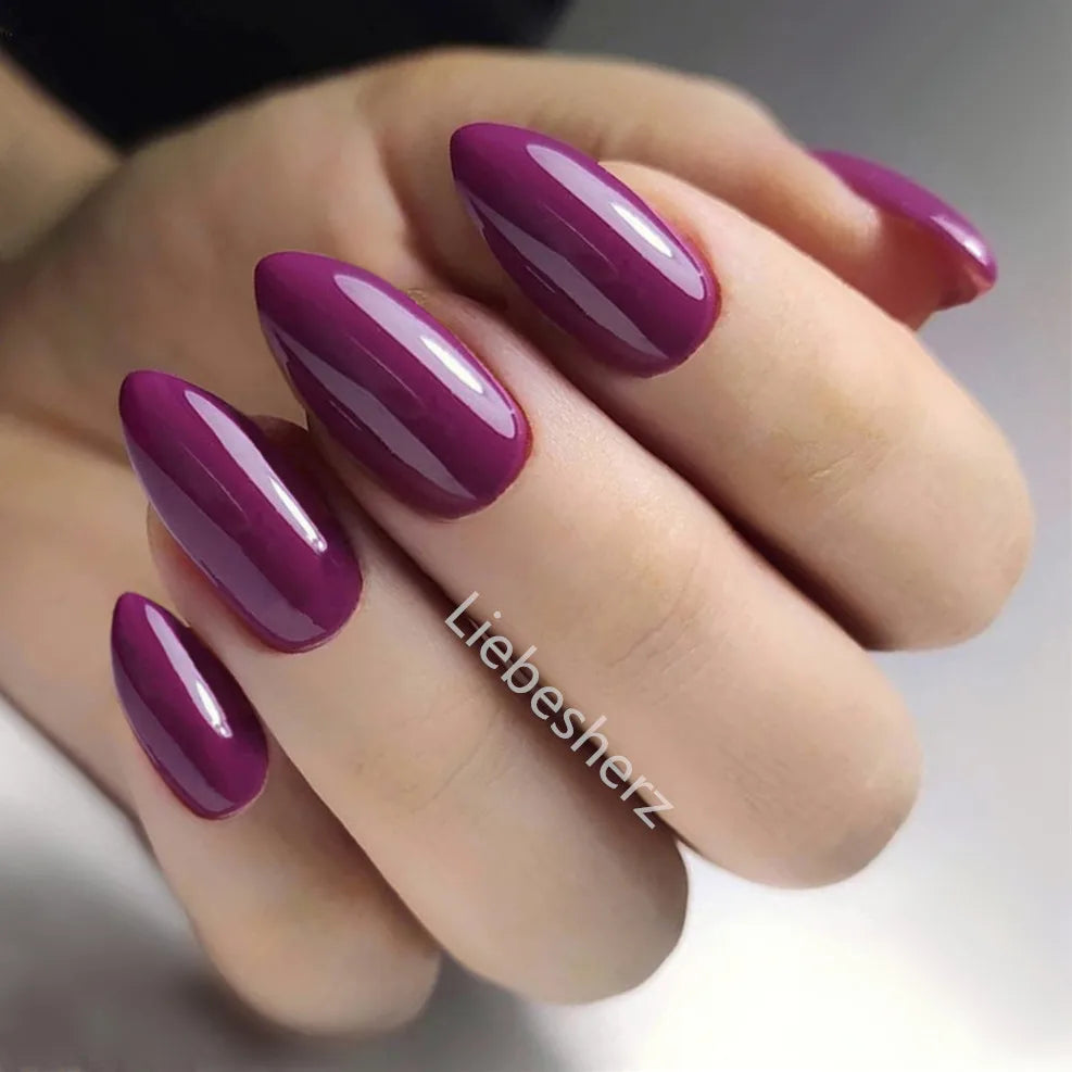 Shiny Wine Red Press-On Stiletto Nails