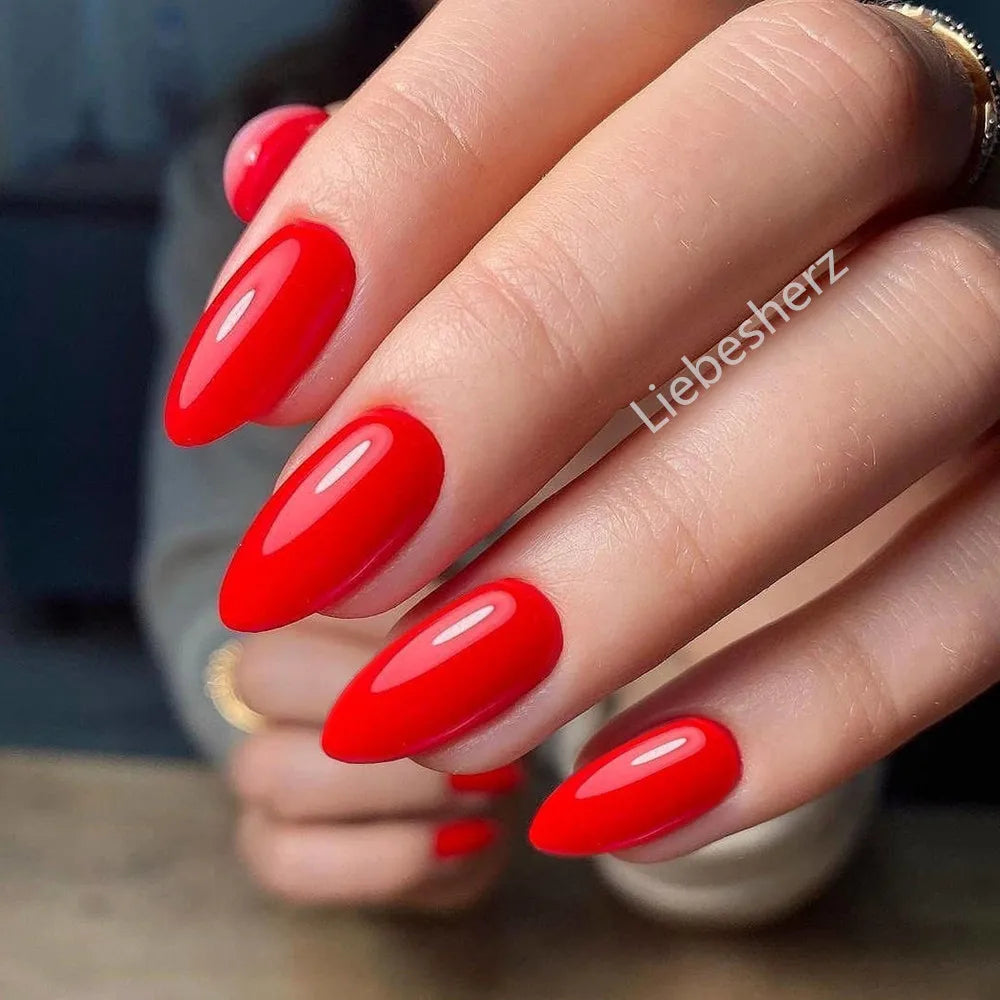 Shiny Wine Red Press-On Stiletto Nails
