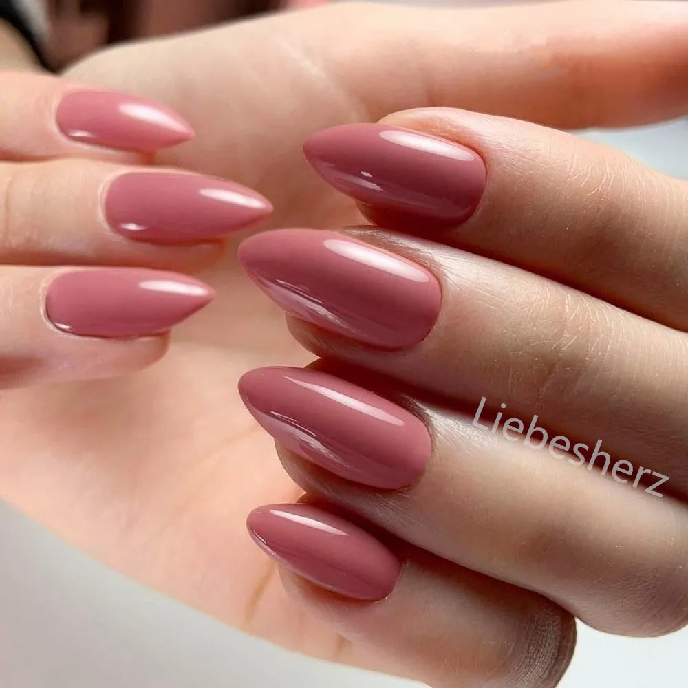 Shiny Wine Red Press-On Stiletto Nails