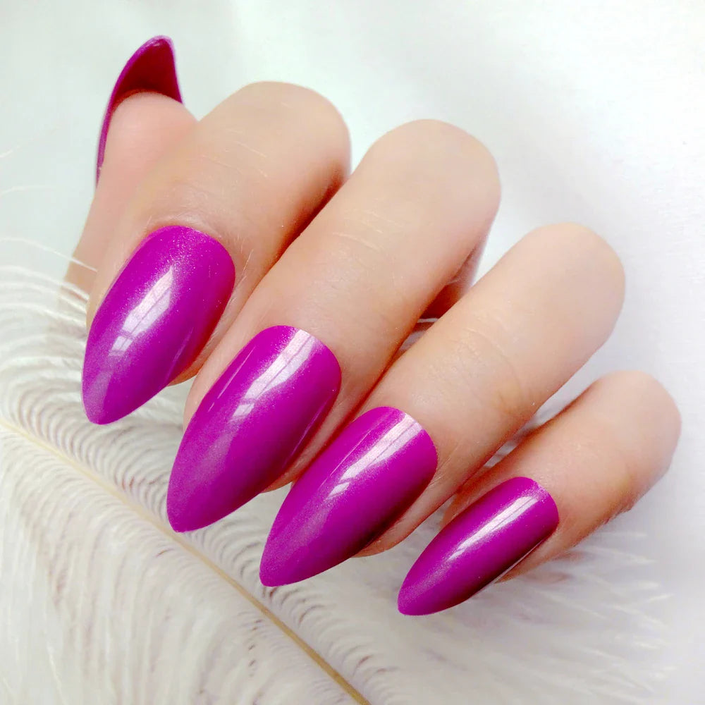 Shiny Wine Red Press-On Stiletto Nails