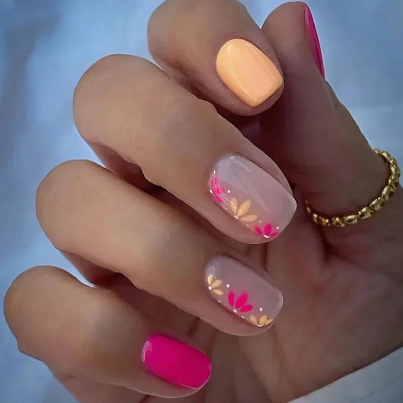 Vibrant Floral Fantasy Press-On Nails