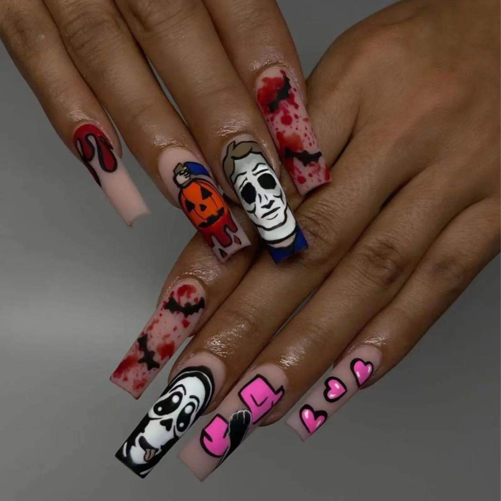 Y2K Silver Flame Press-On Nails